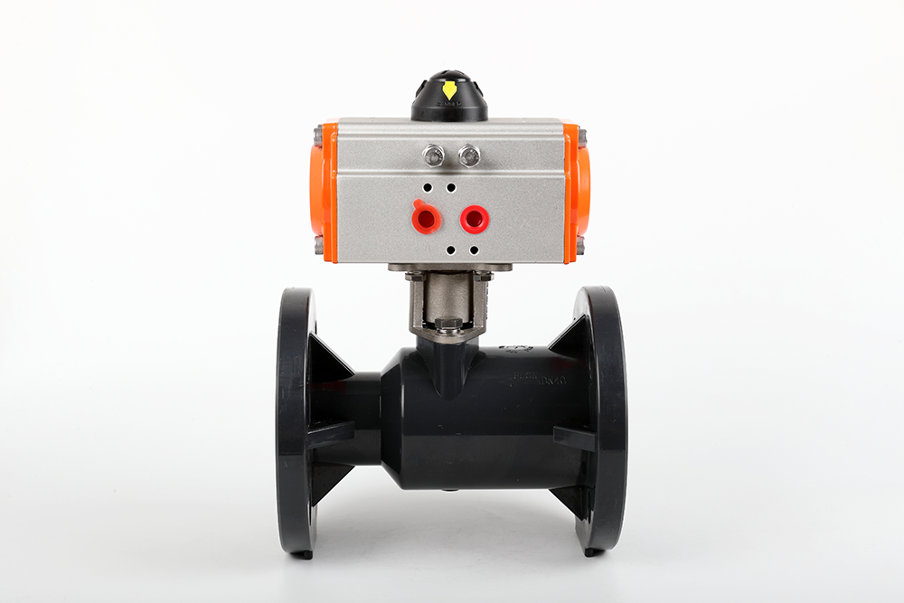 蒸湘气动法兰一体球阀